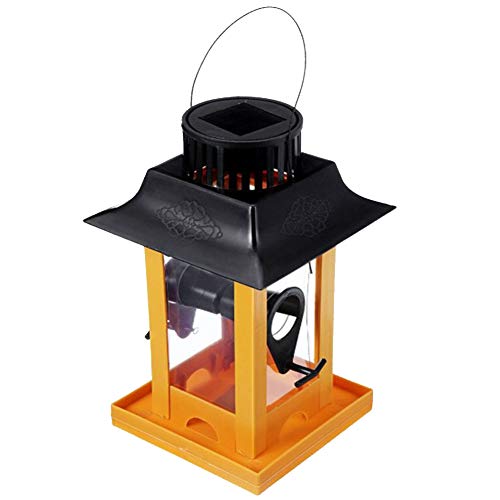 YAOBAO Solar Bird Feeder Lantern Outdoor Hanging LED Garden Light Lantern Waterproof, Perfect for Garden Decoration, 12X12x23cm