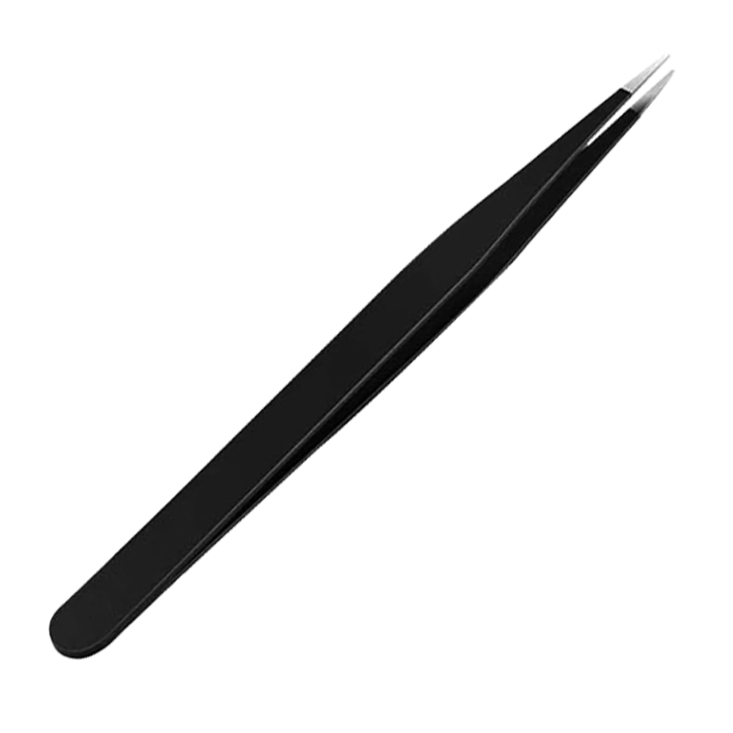 HUNCHA Tweezers for Ingrown Hair Removal - Surgical Grade Medical With Sharp Needle Nose Point Tips - Ideal for Splinters & Tick Removal, Black, Design 0, Pack of 1