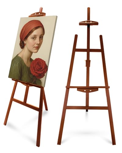 Foldable & Adjustable Art Easel Stand, Pine Wooden Easel Art Easels for Painting Adult Artist Easel Stand for Painting Easle Floor Standing,Large Easel Stand for Display Canvas Wedding,Walunut Easel