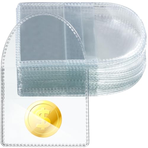 Fainne 50 Pcs 2.2 x 2.2 Inches Single Pocket Coin Sleeves Collector Individual Clear Plastic Sleeves Holder Small Plastic Coin Holder Pouch Single Protector for Jewelry Storage(Round)