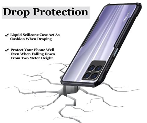 Image of A rtistque Hard Transparent Acrylic Armor Clear Back Cover Case for Realme 8i / Realme Narzo 50 Anti-Drop Shockproof TPU Edge - Black
