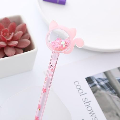 kit 4 Caneta em Gel Gato Glitter - 4 Canetas Gel Papelaria Fofa gatinho Kawaii