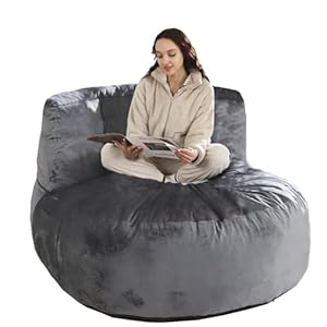 WhatsBedding Back Support Bean Bag Chair for Adults,Kids & Teenagers Bean Bags with Memory Foam Filled,4FT Beanbag Chairs Large Sofa with Dutch Velvet Cover(Grey,Medium)