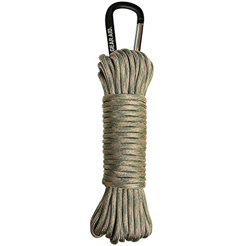 GEAR AID 550 Paracord and Carabiner, 7 Strand Utility Cord for Camping and Survival, Camouflage, 30 ft