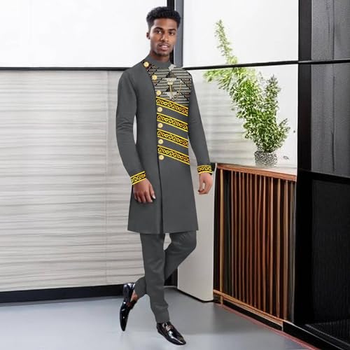 Men`s Suits Slim Fit Single Breasted Print Embroidery Blazer and Trousers Set Bussiness Suit African Clothes2