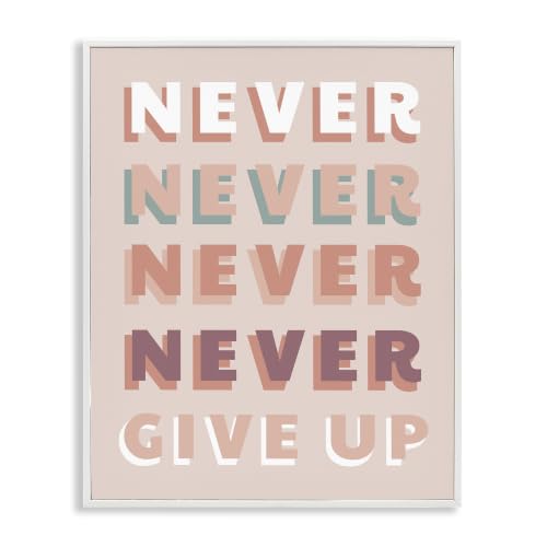 'Never Give Up Retro Words'| Framed Giclee Art