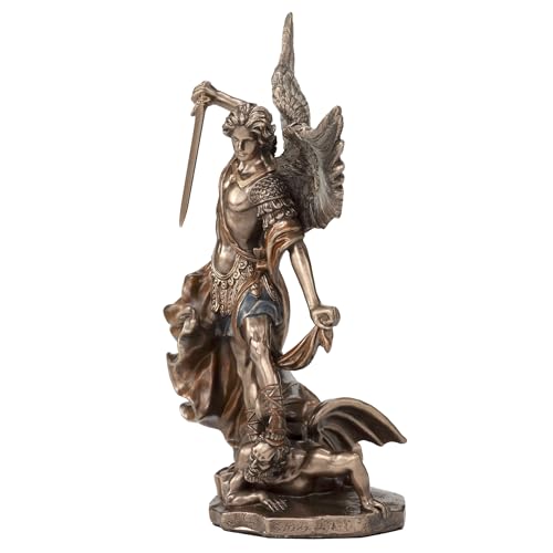Estatua San Miguel Arcángel 6 1/4 Pulgadas Bronce miniatura 3