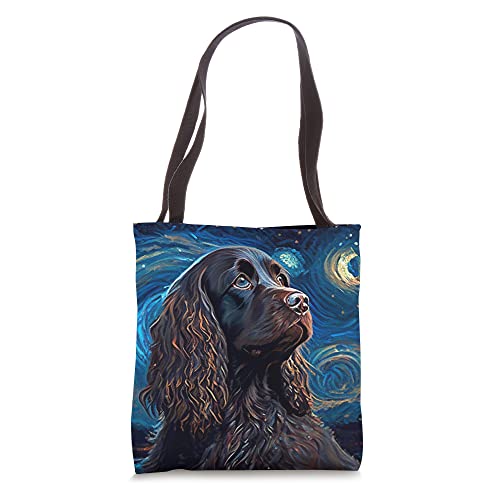 Bolso tote con pintura de Boykin Spaniel en Noche Estrellada para mamá y papá de perro miniatura 1
