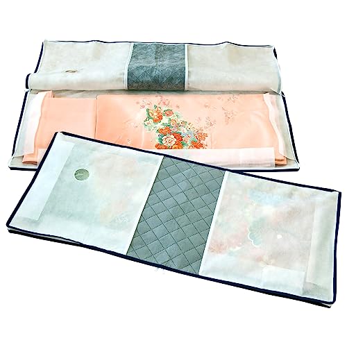 Astro 171-22 Kimono Storage Bag, White x Gray, Activated Carbon Deodorizing, 3-Way Opening, Set of 2, Transparent Windows, Non-Woven Fabric, Zipper Type