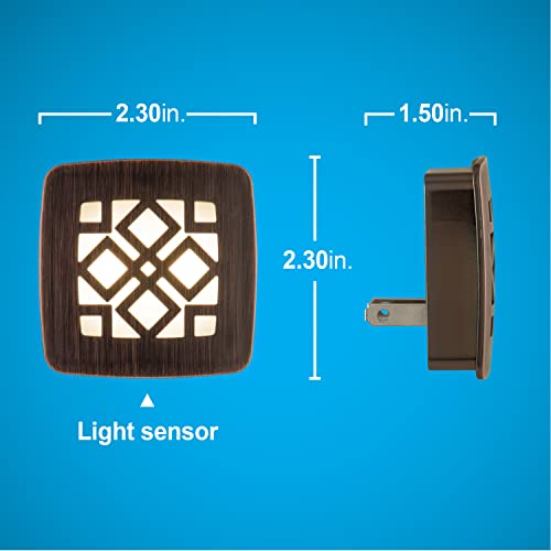Ge Decorative Led Night Light, Plug-In, Dusk-To-Dawn Sensor, Ul-Certified, Home Décor, Ideal For Bedroom, Nursery, Bathroom, Kitchen, Hallway, Oil Rubbed Bronze Diamond, 25436 #TOP4