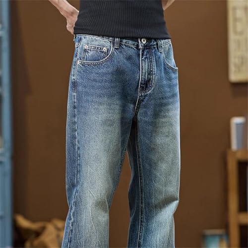Men Bootcut Denim Pants Streetwear Blue Americian Style Trousers Full Length Bell-Bottom Flared Jeans2