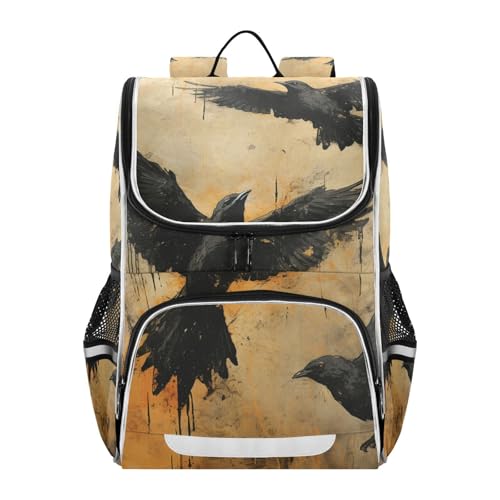 Mochila infantil de cuervo con diseño de arte clásico escolar y reflectante
