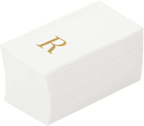 Miniatura 340 de Luxenap - Toallas de invitados de 15.8 x 7.9 pulgadas, 50 toallas de mano con letras plateadas, letra "P", fuente Sans Serif, servilletas de papel