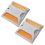 SHINEOFI 2 Stück Straßenreflektoren aus Metall Quadratische Einfahrtsmarkierungen Wetterfeste Bodenreflektoren für Straßen Gehwege und Parkplätze Erhöhte Verkehrssicherheit im Außenbereich