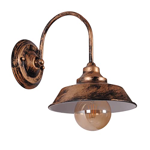 AIRTWESD E27 Applique Murale Vintage Métal Edison Chevet Lampe Rétro LED Appliques Murale (pas d'ampoule)