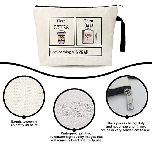 First Coffee Then Data Cosmetic Bag for Women Makeup Bags Toiletry Storage Canvas Bag BCBA ABA RBT IEP Gift3