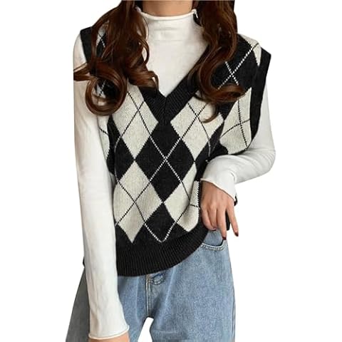 Bkazwe Women's V Neck Crop Sweater Vest Cover