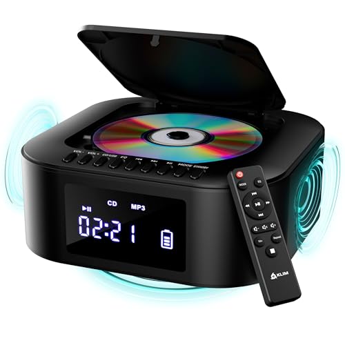 KLIM Boombox E1 - CD Player Portable Audio System + Extra BASS with Subwoofer + FM Radio, CD MP3 Bluetooth AUX USB + Wired and Wireless Mode Rechargeable Battery + Remote Control - Black by KLIM - Used condition - US$29.97