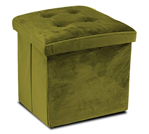 GreaTool Taburete Plegable, Reposapiés Cuadrado, Puff Almacenaje Cuadrado con Tapa, 38 X 38 X 38CM Mostaza (Pack 1, Mostaza)