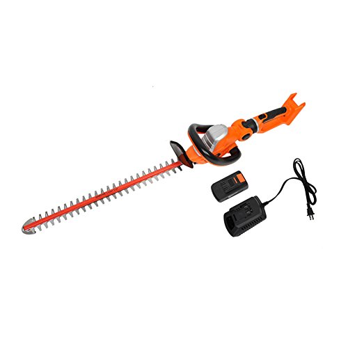 GARCARE 20V Cordless Hedge Trimmer/Tree Trimmer/Hedge Clippers with 1 Hour Quick Charger and 2.0Ah Li-Ion Battery, 24inch Laser Cut Blade, Rotary Cutting Head