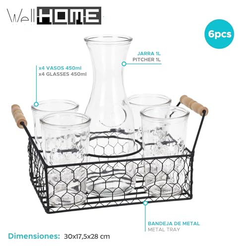 Set de 4 vasos 450 ml + jarra 1 L en vidrio miniatura 2