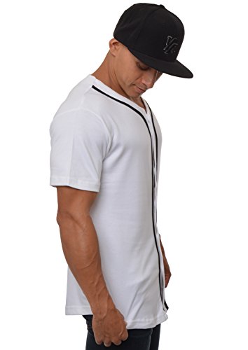 image for YoungLA Baseball Jersey Plain Shirts for Men Button Down Sports Tee Ma