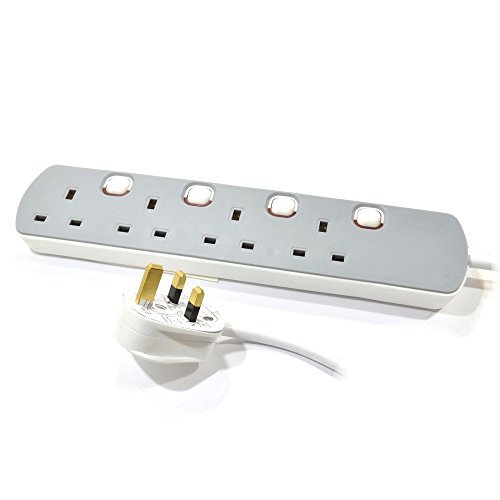Skytronic PL13085 Pro-Elec 5m 4 Way Switched Extension, Grey/White Color