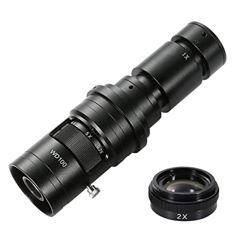 Microscope 200X 500X 1000X 0.7X-5X Adjustable Magnification C Mount Zoom Lens for Video Microscope Camera(500X and 2X)