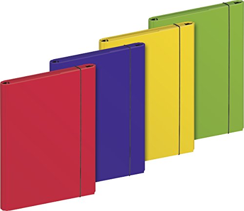 Brunnen 1041648 Heftbox (für A4, aus Karton, mit Gummizug, 4 Farben sortiert