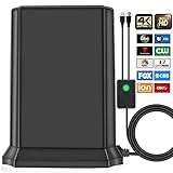 TV Antenna - 2023 Amplified HD Digital Indoor TV Antenna Booster 130+ Miles Range - Digital HDTV Antenna for Free Local Channels 4K HD 1080P All TV's VHF UHF - 17.5ft Coax Cable/AC Adapter