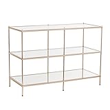 Knox Console Table - Metallic Gold Metal Frame w/ Glass Tops - Glam Style Décor