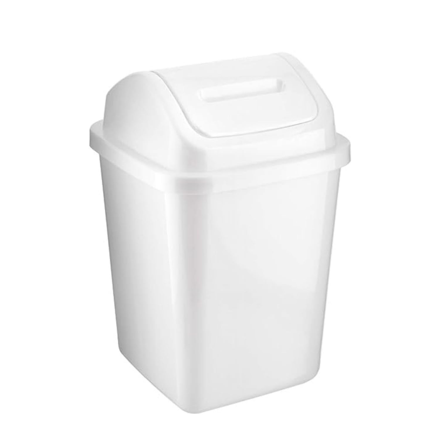 HOMESHOPA Plastic Swing Top Waste Bin, 5 Litre White Rubbish Recycling Waste Paper Trash Can, Square Small Flip Top Lid Dustbin, Home Kitchen Household Bathroom Office Garbage Bin