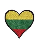 Uijokdef 1 PCS Heart Shaped and Lithuania Flag Patches Iron On or Sew On Embroidered Tactical Military National Lithuania Patch