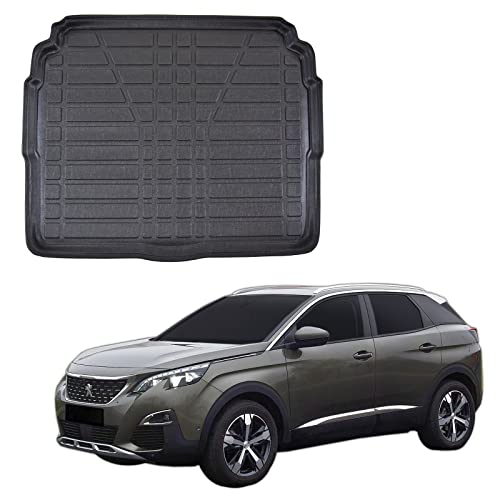 Tapis de coffre sur mesure Peugeot 3008 noir antidérapant protection coffre bas