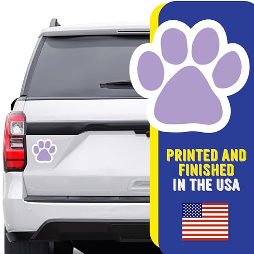 Image of Magnet Me Up Light Purple Paw Print Car Magnet - 5 inchx5 inch Heavy-Duty Weatherproof Vinyl, Magnetic Decal, Pet Lover Gift, Animal Rescue Support, Car, Fridge, Locker Decoration, Made in USA | Heavy duty magnetic decal for car, truck, SUV or fridge, full color UV printed