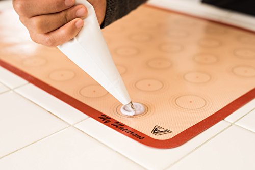 Silicone Macaron Baking Mat - Full Sheet Size (Thick & Large 24 1/2" x 16 1/2") - Non Stick Silicon Liner for Large Bake Pans, Trays & Rolling, Macaroon/Pastry/Cookie/Bun Making - Professional Grade