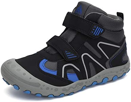 Mishansha Little Kids Water Resistant Hiking Boots, Toddlers Boys Girls Anti Collision Toe Athletic Outdoor Ankle Adventure Trekking Shoes with Anti-Skid Rubber Sole Black and Blue 12.5 little_kid