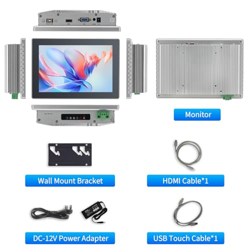 Image of 8 inch Touchscreen Monitor,Ratio 16:10 IPS PCAP Industrial Touch Screen Monitor with HD-MI VGA USB Port,Build-in Speakers & VESA,Touch Screen for PC,POS,Laptop,Home,RPI
