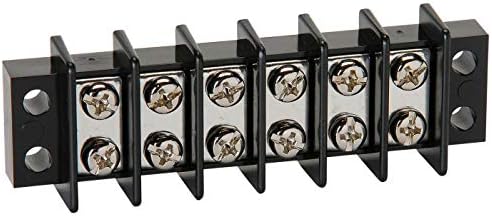 NTE Electronics 25-B600-06 Series 25-B600 Terminal Block Barrier Strip, Dual Row Panel Mount, 25 Amp, Dual Row, 6 Pole, 11.00 mm Pitch, 300V, 22-12 AWG Wire Range