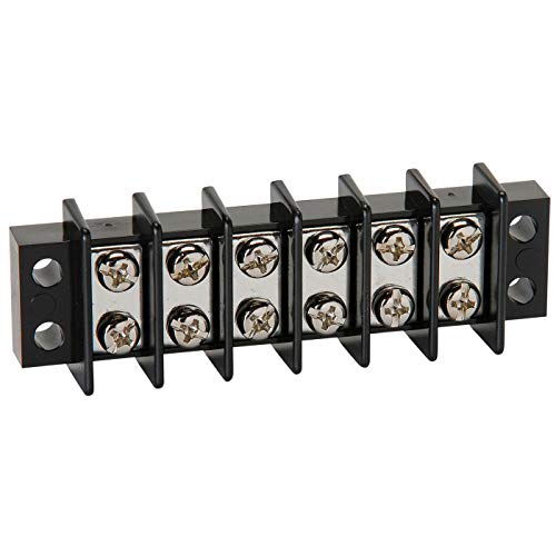 NTE Electronics 25-B600-06 Series 25-B600 Terminal Block Barrier Strip, Dual Row Panel Mount, 25 Amp, Dual Row, 6 Pole, 11.00 mm Pitch, 300V, 22-12 AWG Wire Range