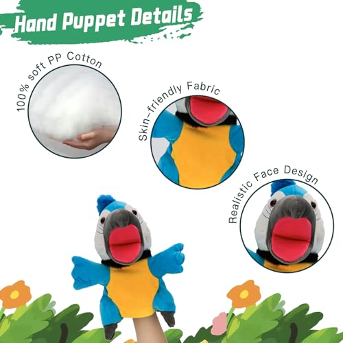lilizzhoumax Simulation Parrot Hand Puppet Plush Toy, Stuffed Animal Plush Fluffy Parrot, Cute Role-Playing - Image 3