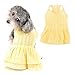 Ranphy Dog Dress for Small Dog Girls Solid Pet Tiered Skirts with Pearls Puppy Spring Summer Outfits Chihuahua Yorkie Cats Apparel, Yellow, L