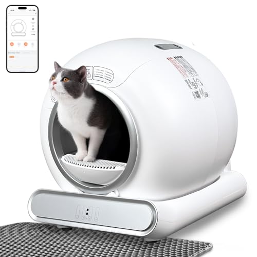 Selbstreinigende Katzentoilette Katzenklo Geschlossen XXL Elektrisches Katzenklo mit Sieb und Treppe Anti Pinch Self Cleaning Cat Litter Box Katzen Klo Automatisch für 2 Katzen (Type4)