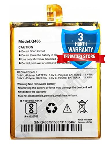 Image of THE BATTERY STORE Orignal Q465 Battery for micromax Canvas Unite 4 Pro Battery with 3 Month Warranty and High Capacity Battery Backup Carefully Check Your Phone Model and Purchase (FOR MICROMAX Q-465)