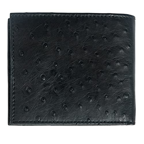 Black Genuine Ostrich Skin Leather Wallets Brown Medium4