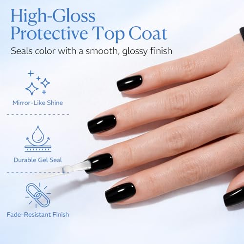 Image of AZUREBEAUTY 18ml Gel Top Coat No Wipe High Gloss | Clear Top Coat Gel Nail Polish Long Lasting Shine Finish Soak Off UV LED Nail Lamp for Manicure
