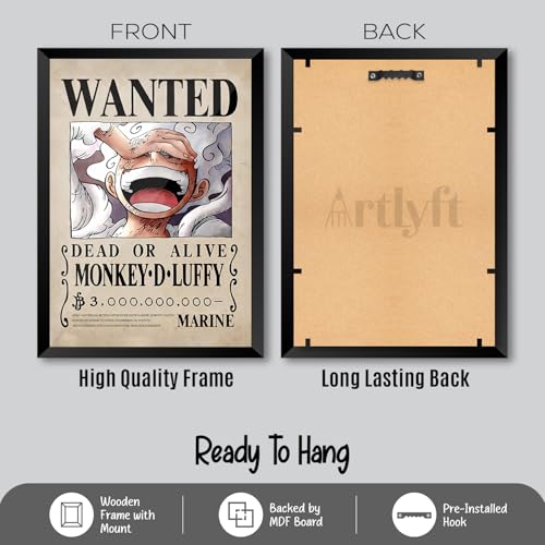 Image of ArtLyft Demon Slayer Anime Wall Frame A4 | Rengoku Quote Poster Frame | Motivational tanjiro - renguko Wall Art | Otaku Room Decor | Anim Lover Gift (Wanted Luffy)