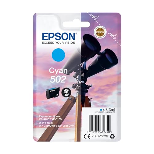 Epson Cartouche d'encre authentique pour jumelles 502 cyan, prêt pour le réapprovisionnement Amazon Dash