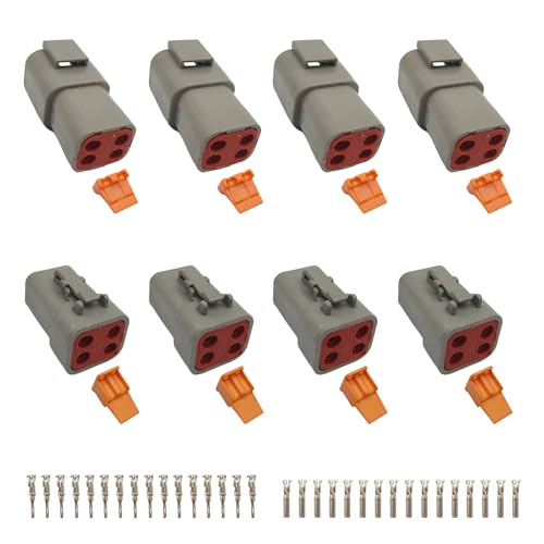 4 Sets DTP Connector Kit 4 Pin Automotive Waterproof 25 Amp 10-14 AWG Male and Female Connector Kit for Car,Truck,Boats LED