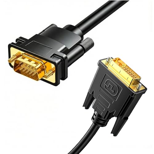 LKEENR DVI to VGA Cable DVI-D 24+1 to VGA 6 Feet Cable Male to Male Gold-Plated Cord for Computer PC Host Laptop Graphics Card to HDTV LG HP Dell Monitor Display Screen Projector